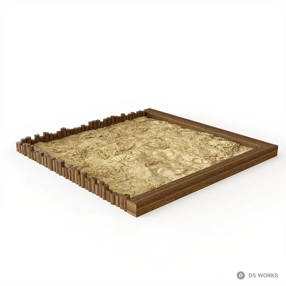 Wooden Frame Sand Tray Table 3d model thumbnail 2