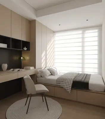 Minimalist Tatami Bedroom with Integrated Storage 3d model