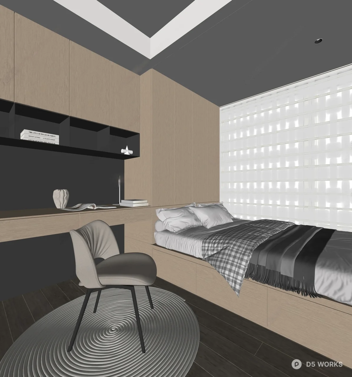 Minimalist Tatami Bedroom with Integrated Storage 3d model thumbnail 2