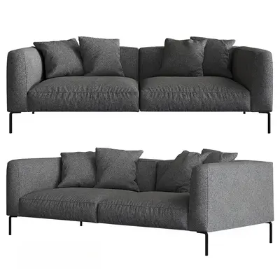 Minimalist Gray Fabric Three Seater Sofa 3d model