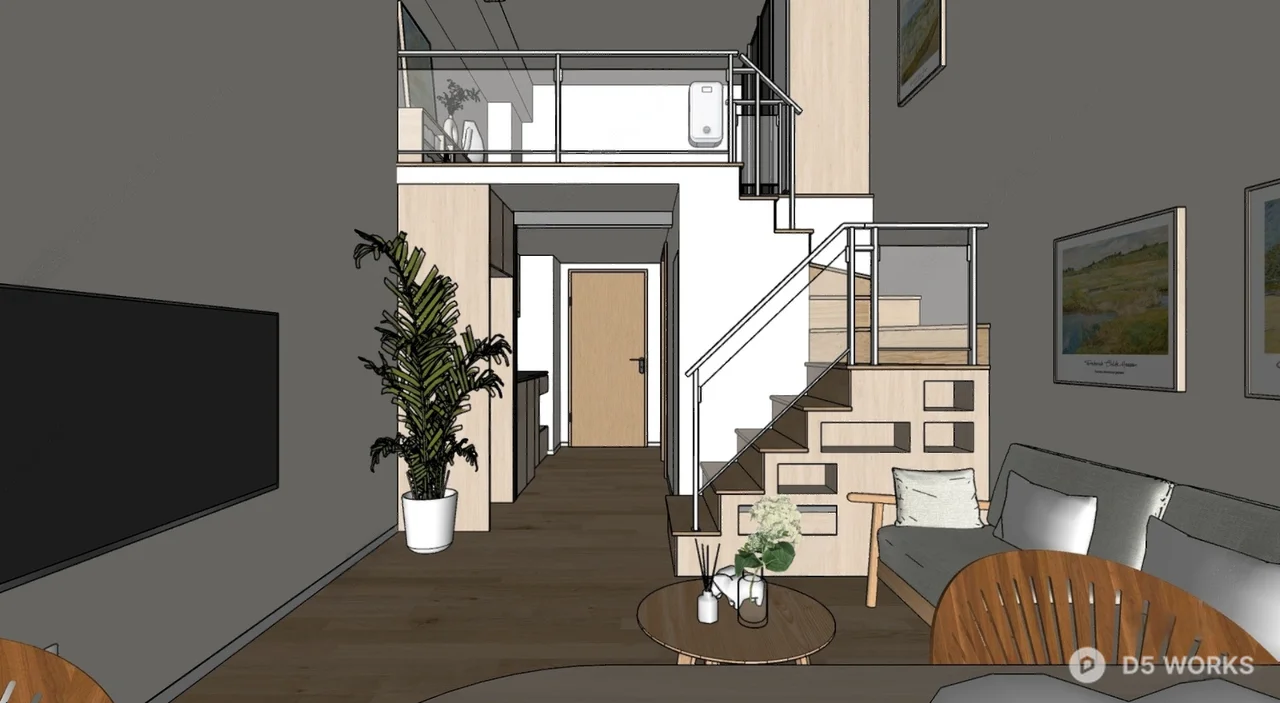 Scandinavian Style Studio Apartment 3d model thumbnail 2