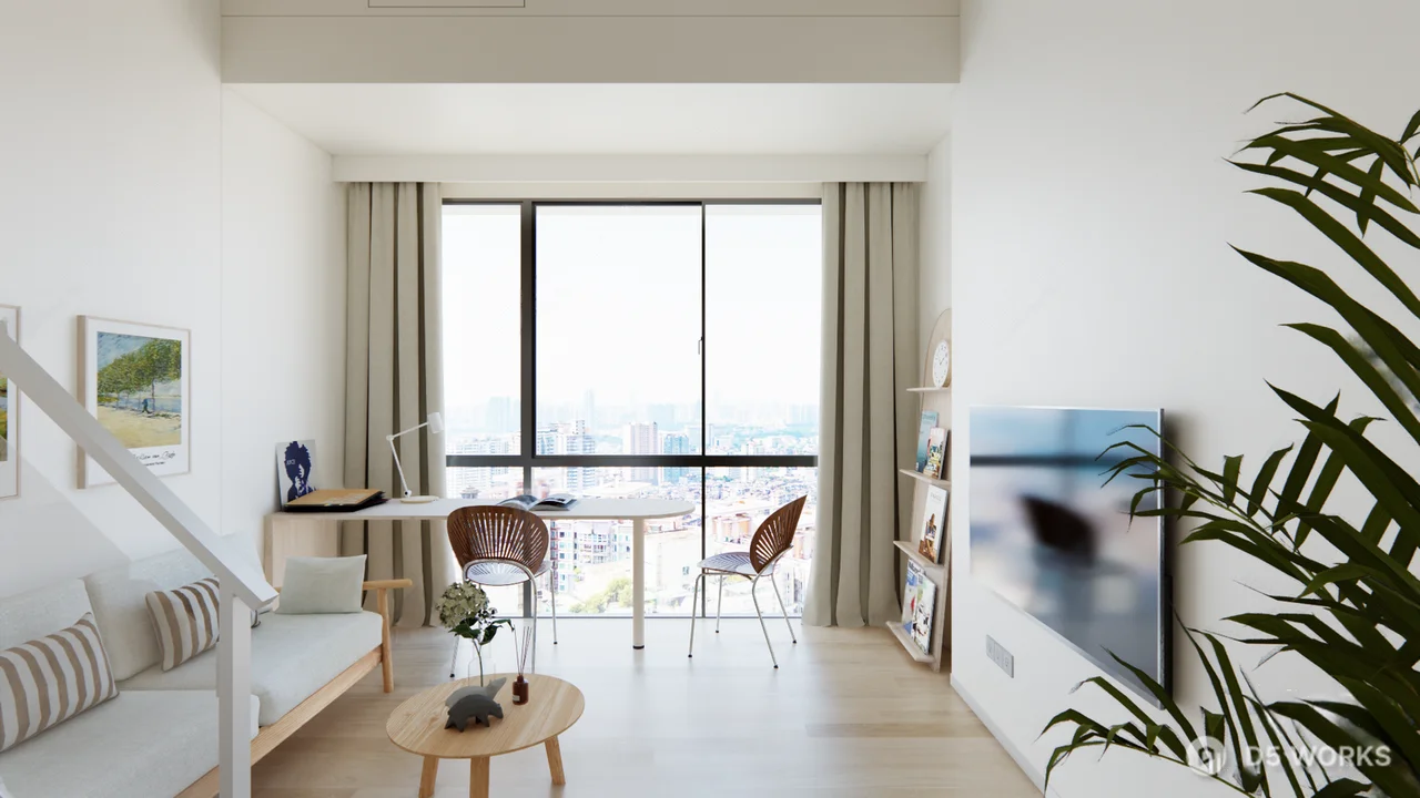 Scandinavian Style Studio Apartment 3d model thumbnail 3