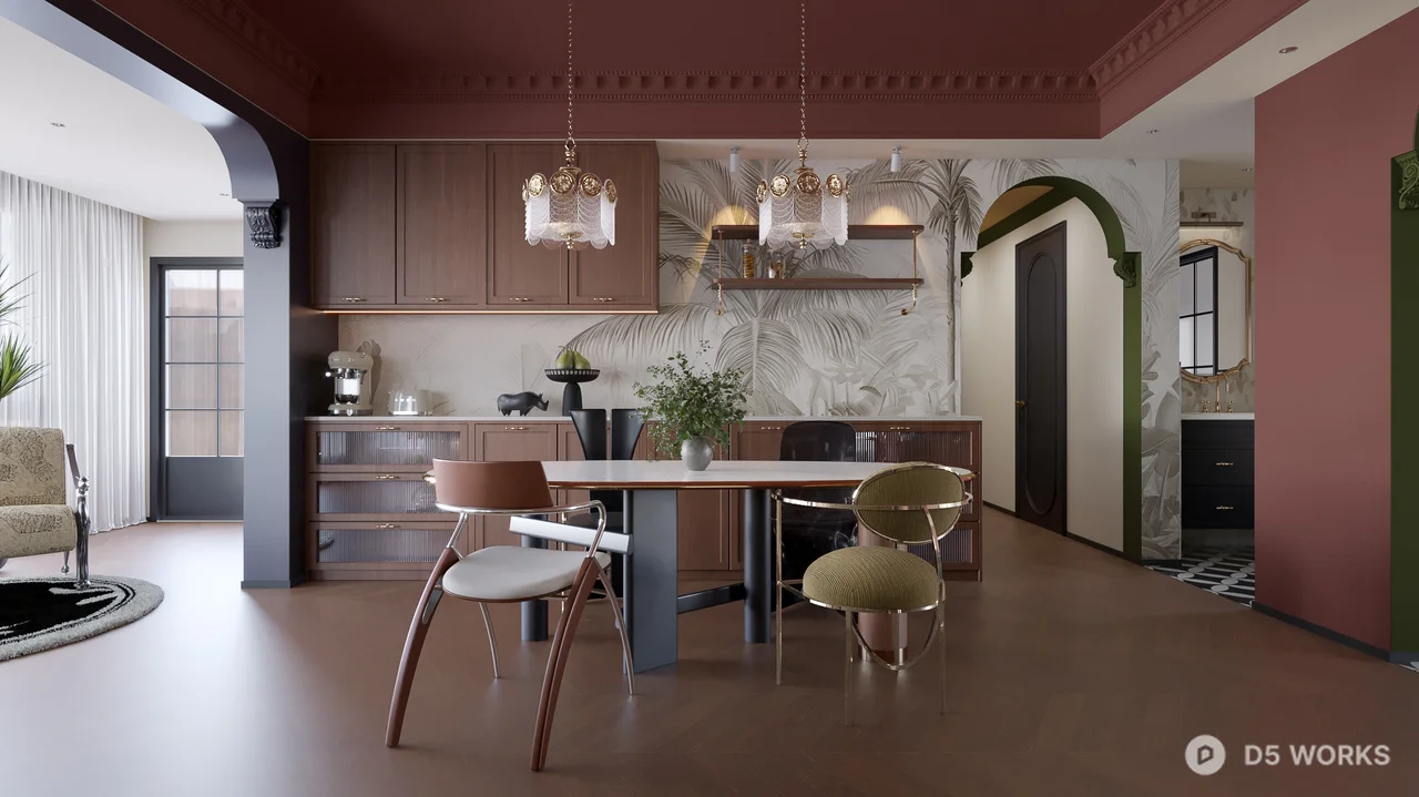 Modern Minimalist Living Dining Space 3d model thumbnail 3