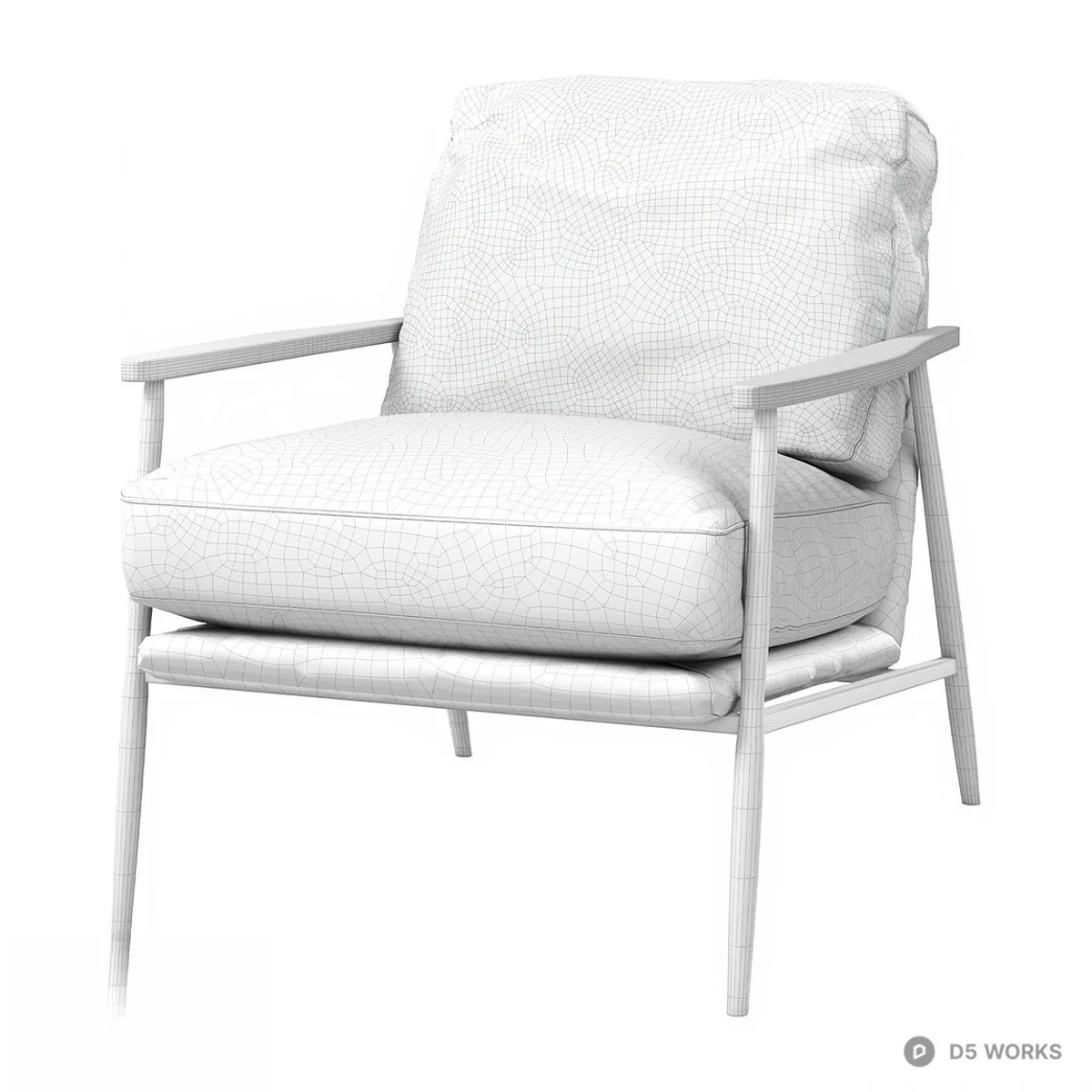 Mid Century Leather Armchair 3d model thumbnail 2