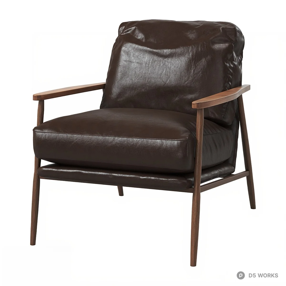 Mid Century Leather Armchair 3d model - Image 1