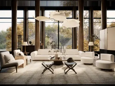 New Chinese Japanese Villa Living Room