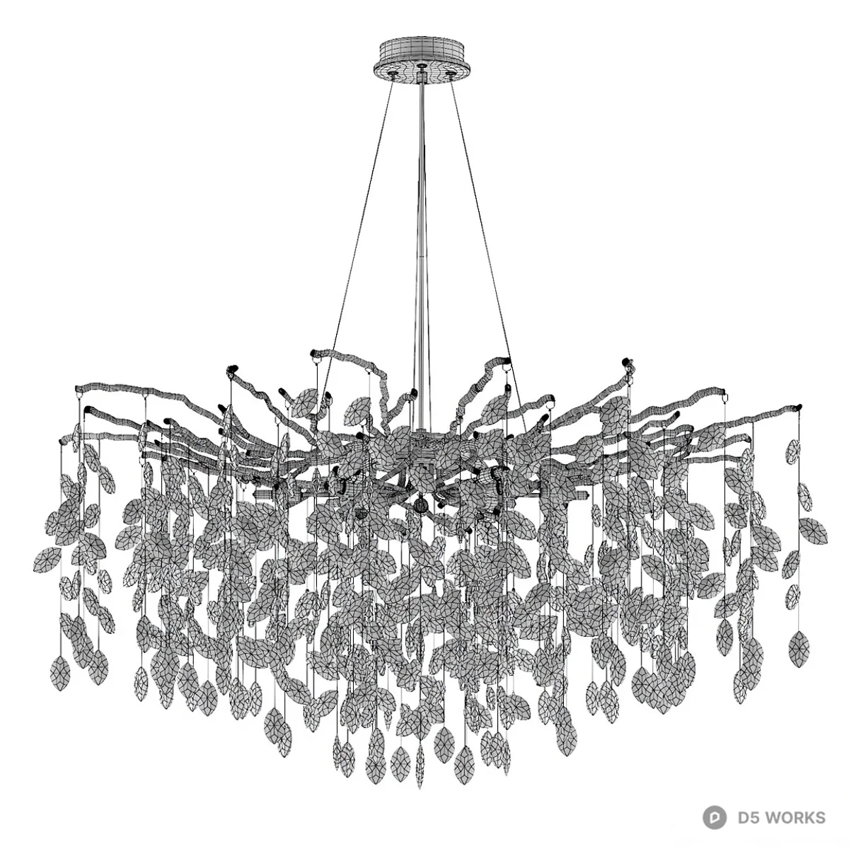 Golden Branch Crystal Chandelier 3d model thumbnail 3