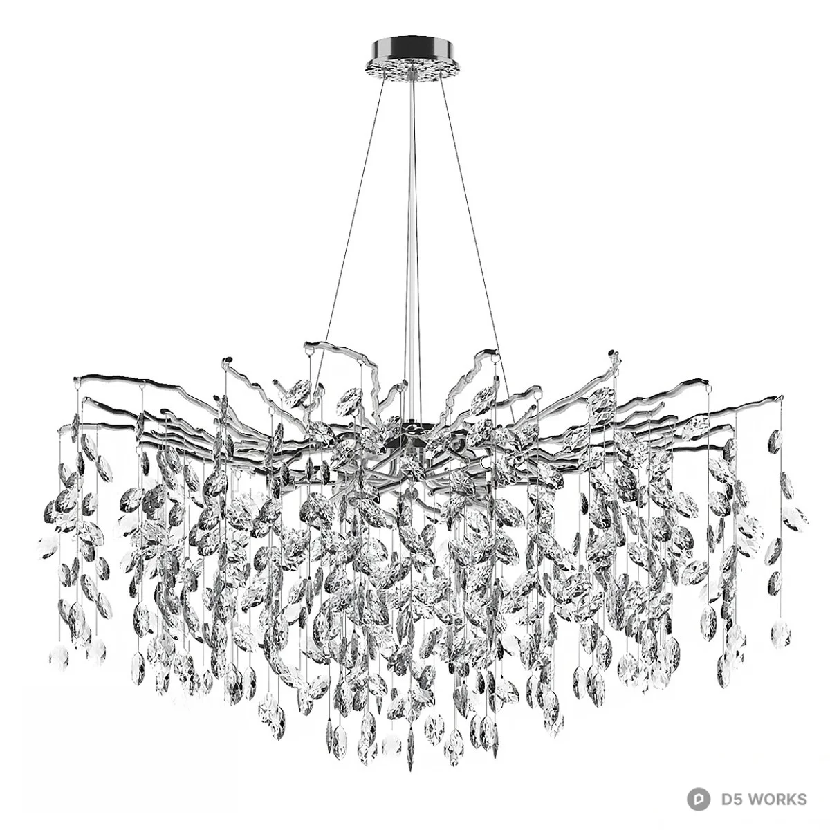 Golden Branch Crystal Chandelier 3d model thumbnail 2
