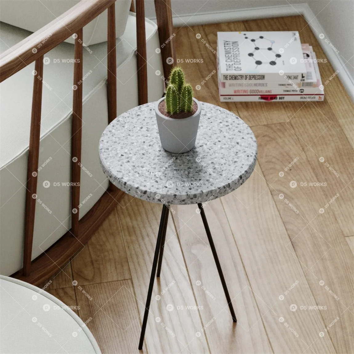 Scandinavian End Table 3d model thumbnail 2