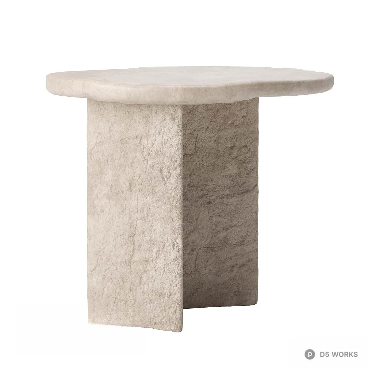 Textured Stone Side Table 3d model thumbnail 2