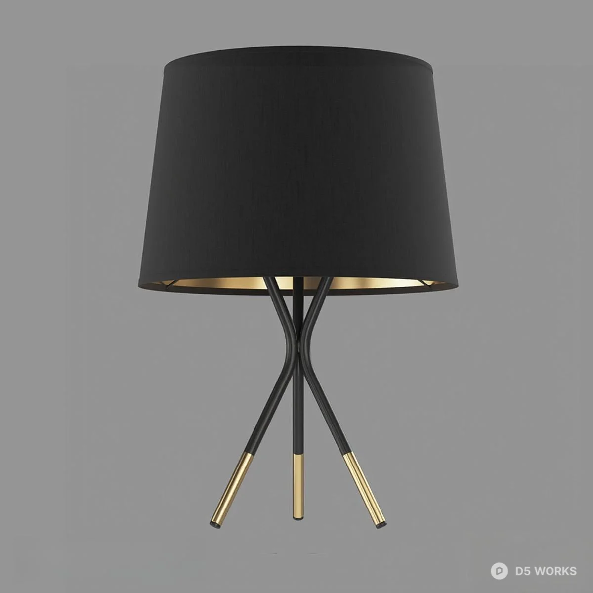 Modern Black And Gold Tripod Table Lamp 3d model - Image 1