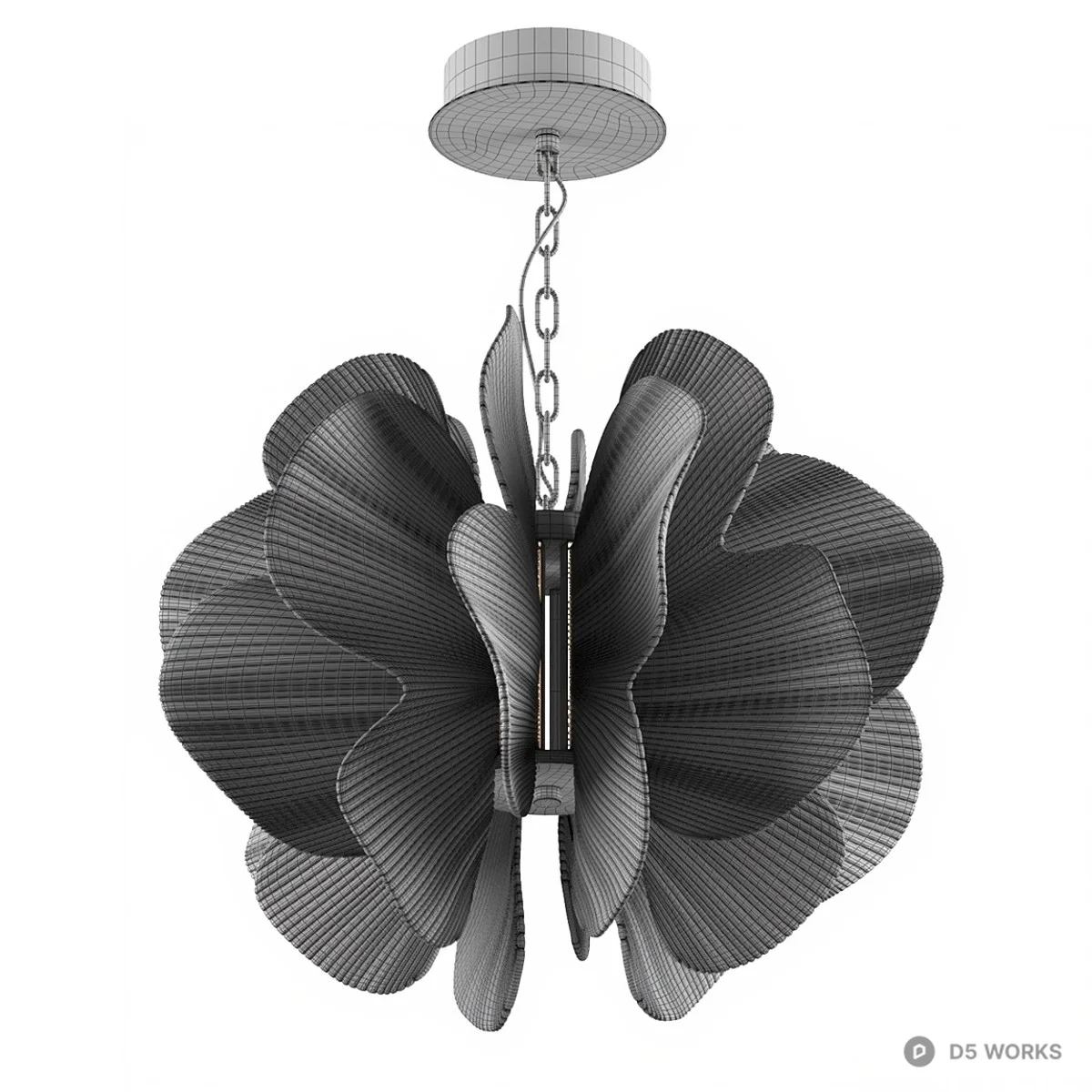 Floral Glass Pendant Light 3d model thumbnail 2
