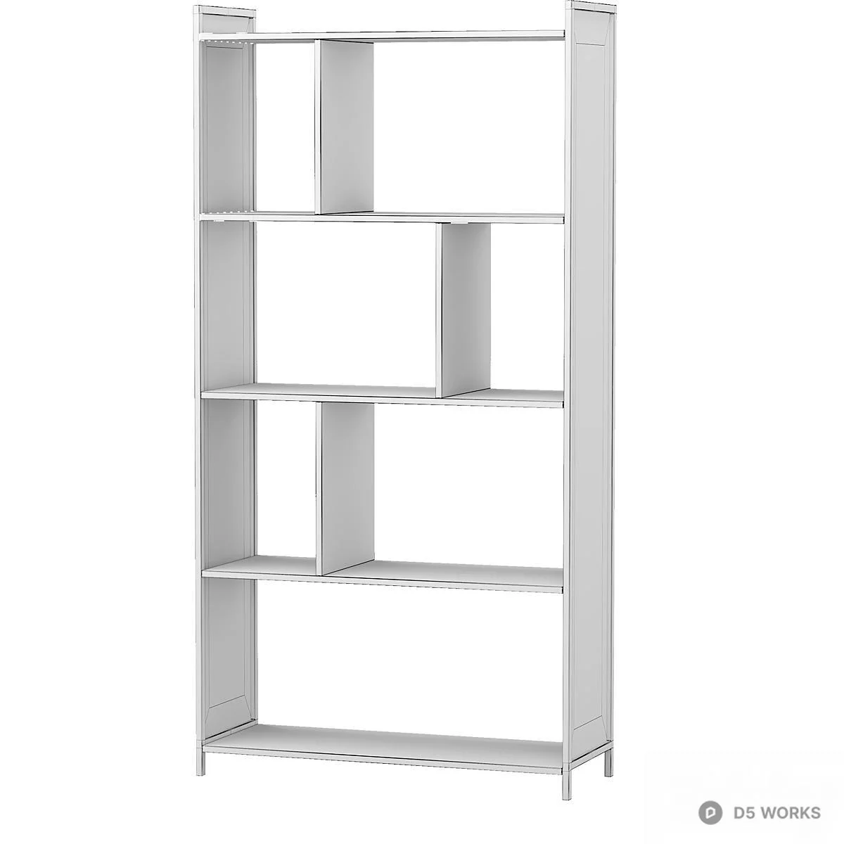 Modern Wooden Metal Bookshelf 3d model thumbnail 2