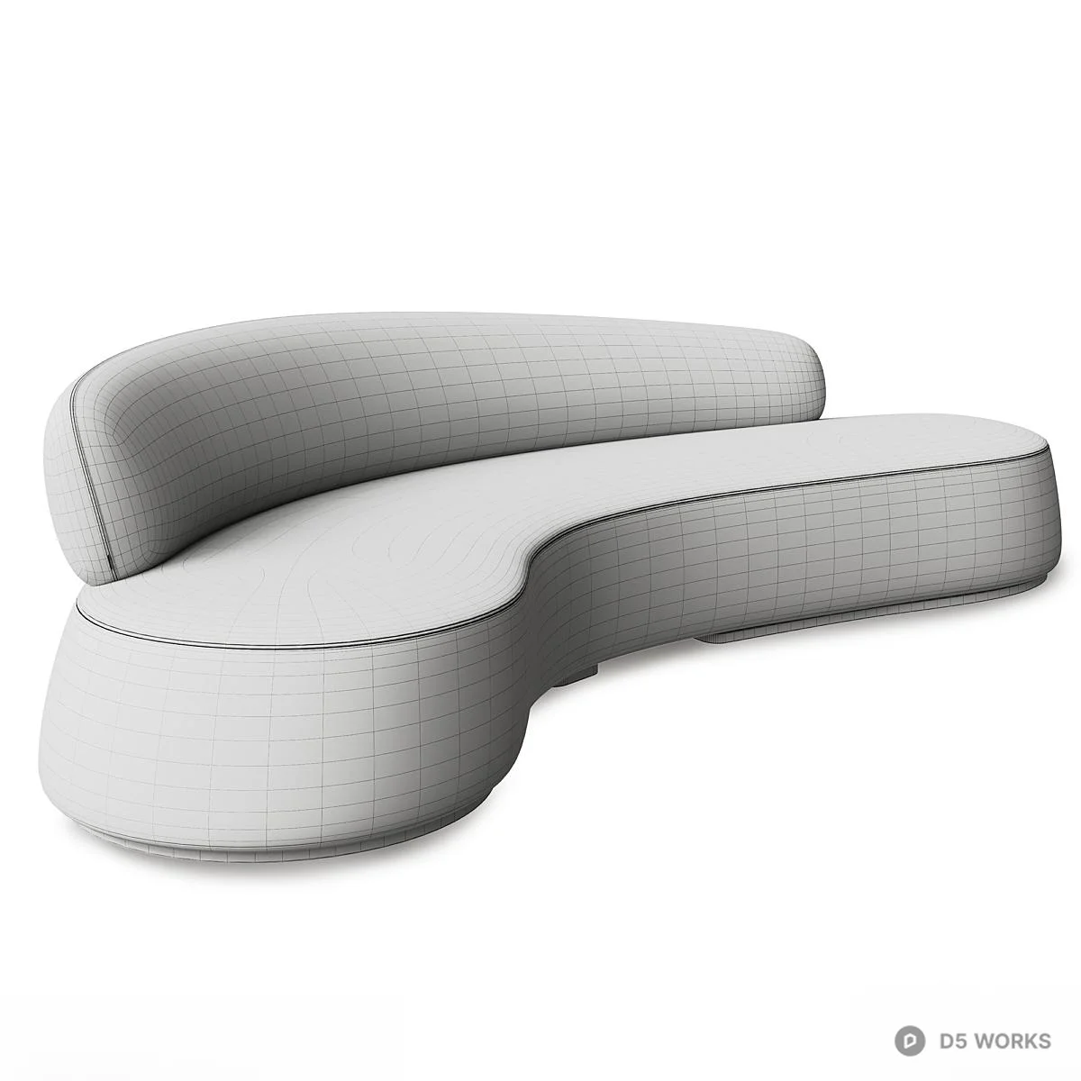 Organic Curve Upholstered Modular Sofa 3d model thumbnail 5