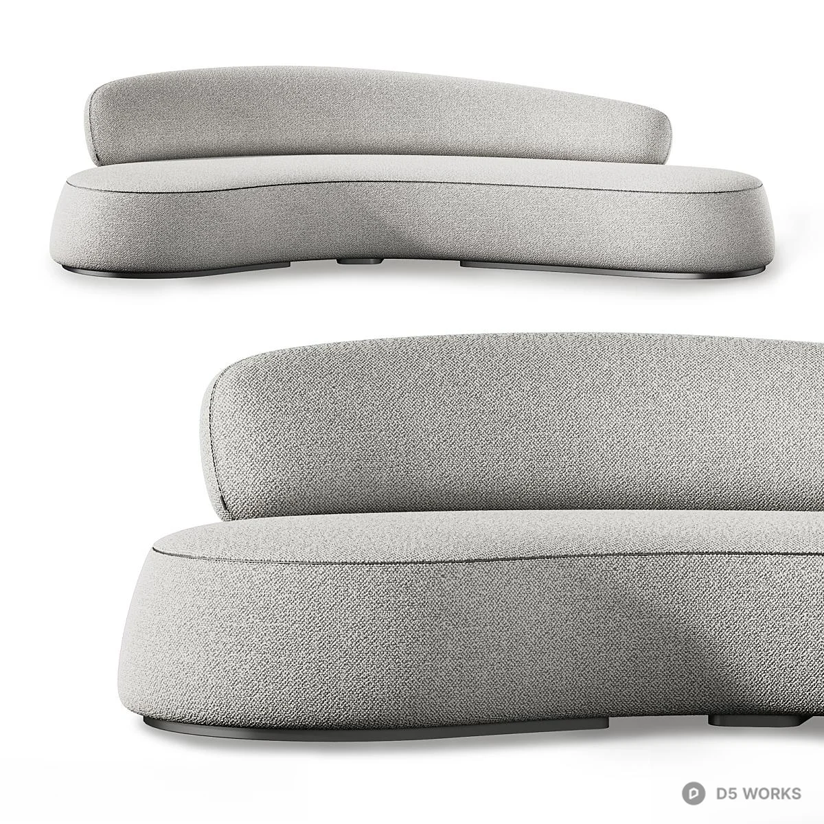 Organic Curve Upholstered Modular Sofa 3d model thumbnail 2