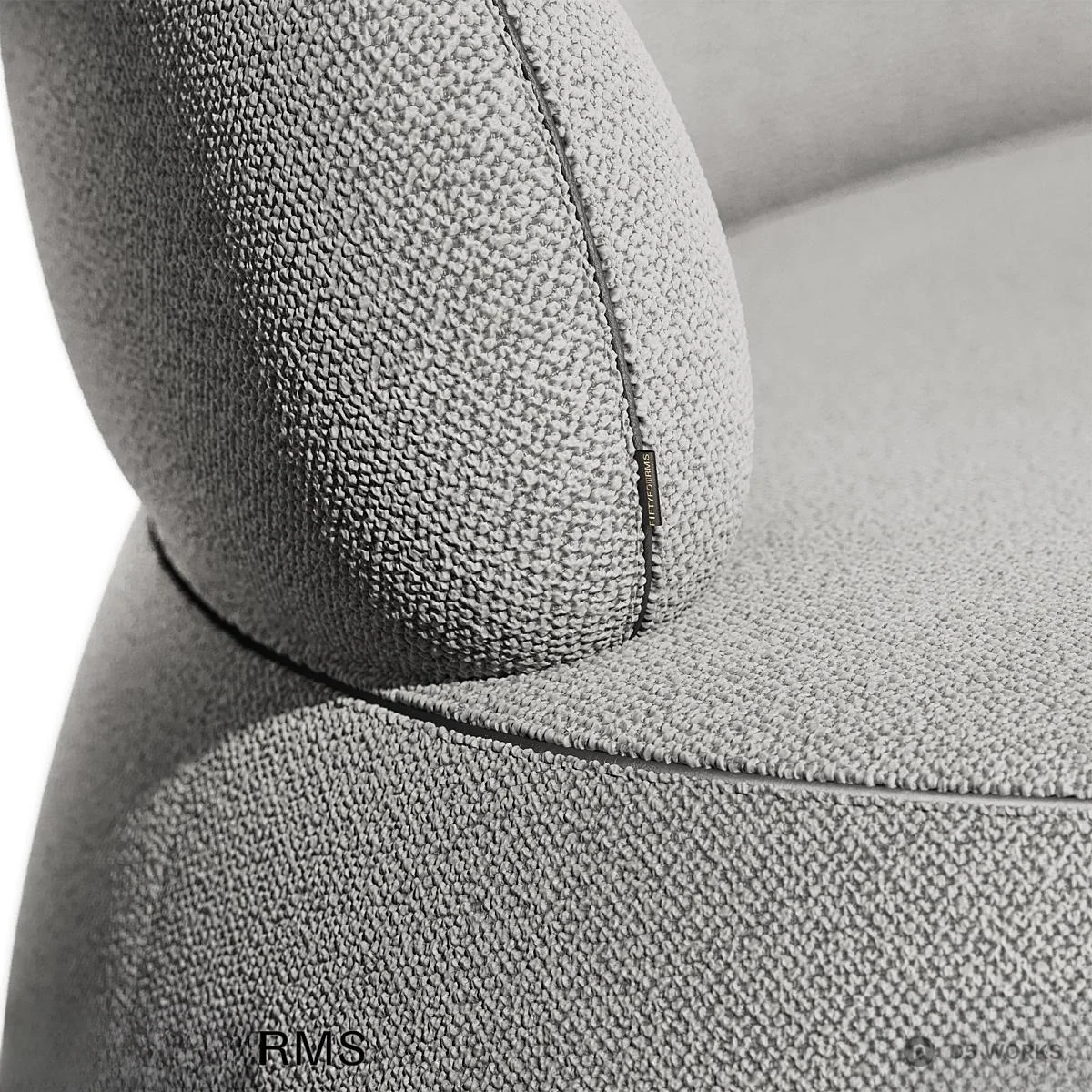 Organic Curve Upholstered Modular Sofa 3d model thumbnail 3