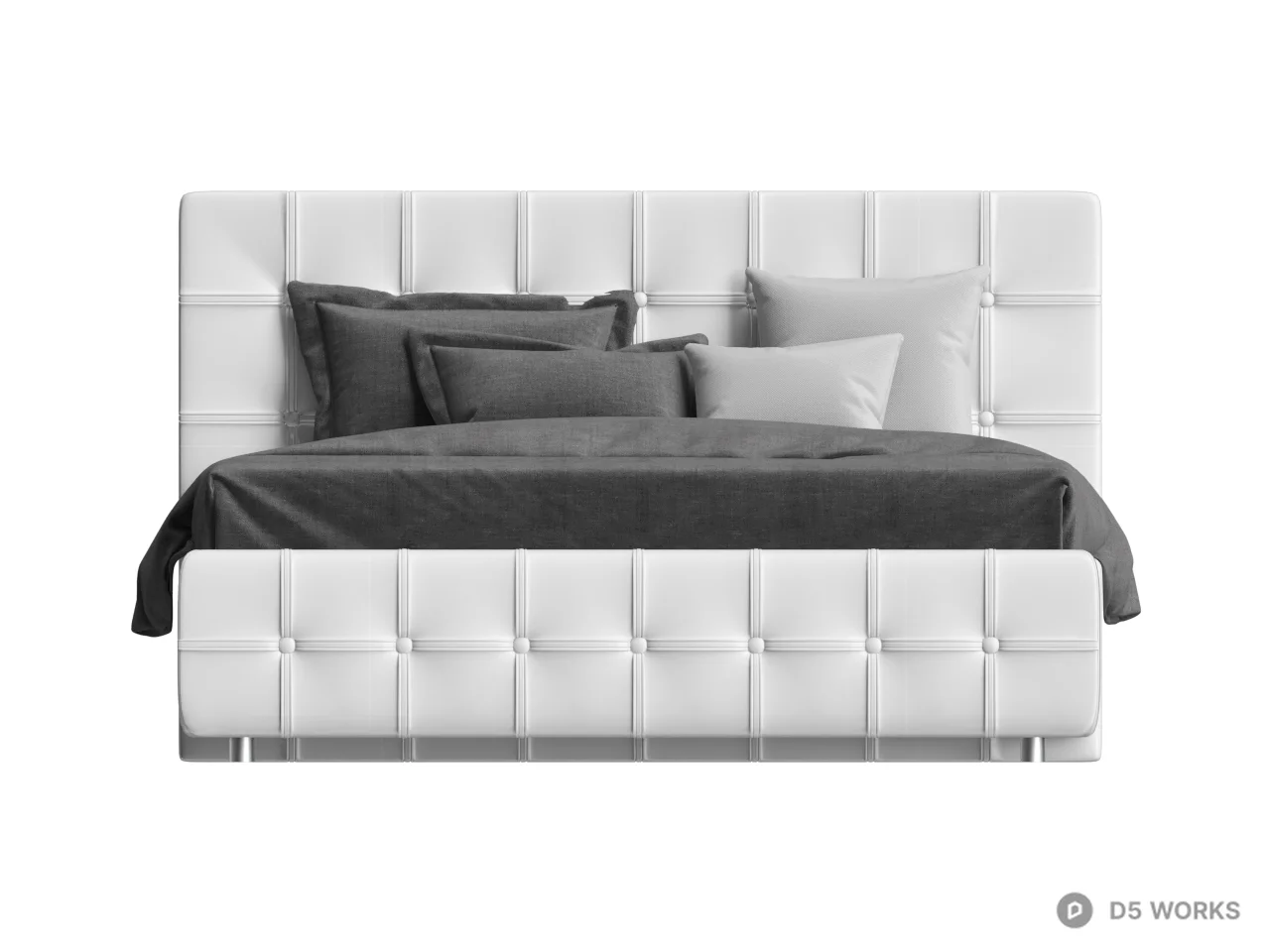 Tufted Upholstered Double Bed 3d model thumbnail 2