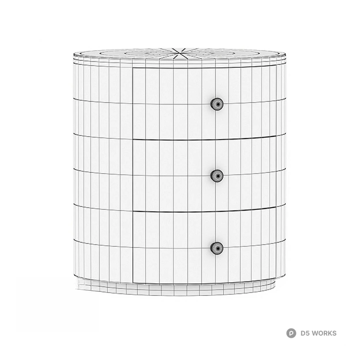 Minimalist Black Cylindrical Bedside Cabinet 3d model thumbnail 2