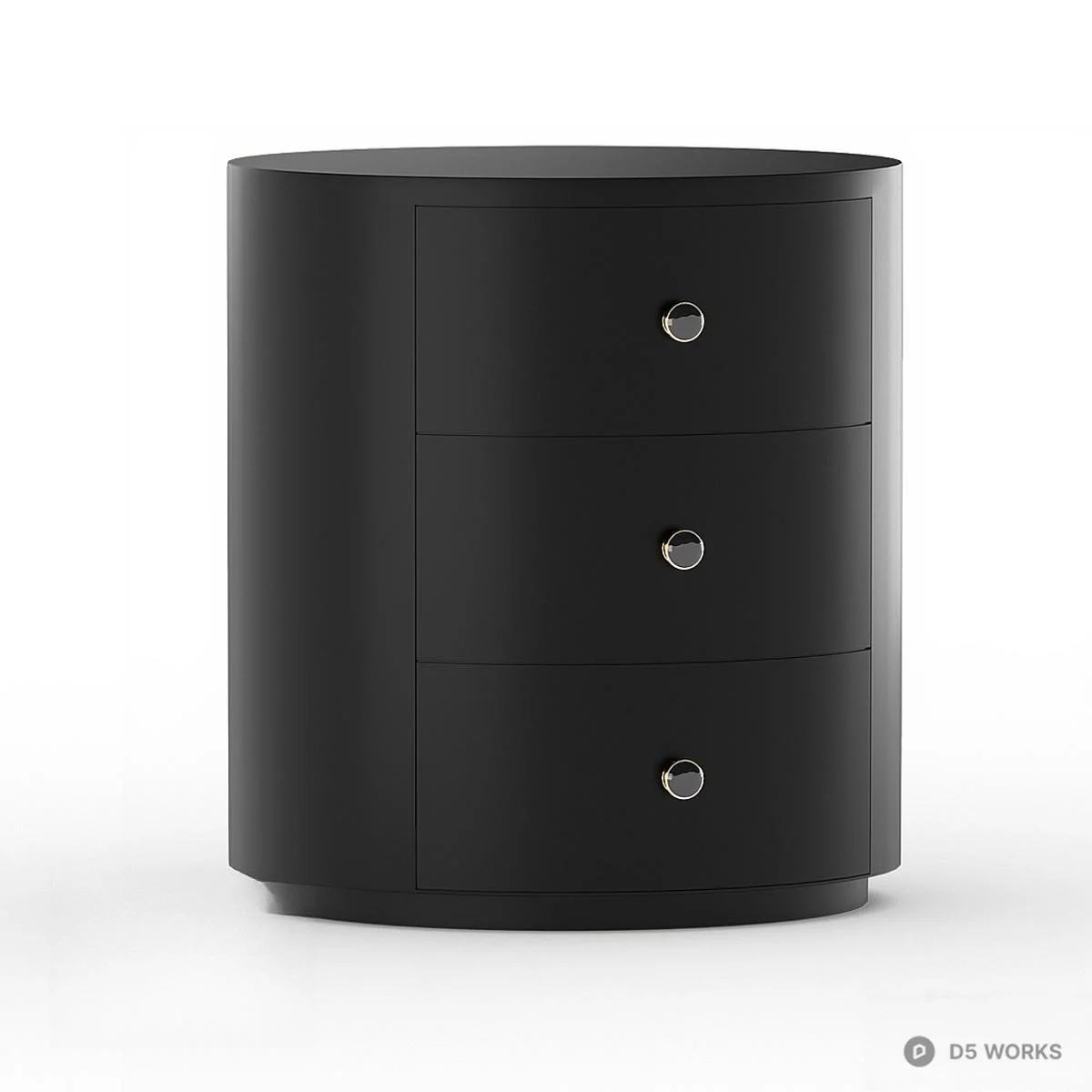 Minimalist Black Cylindrical Bedside Cabinet 3d model - Image 1