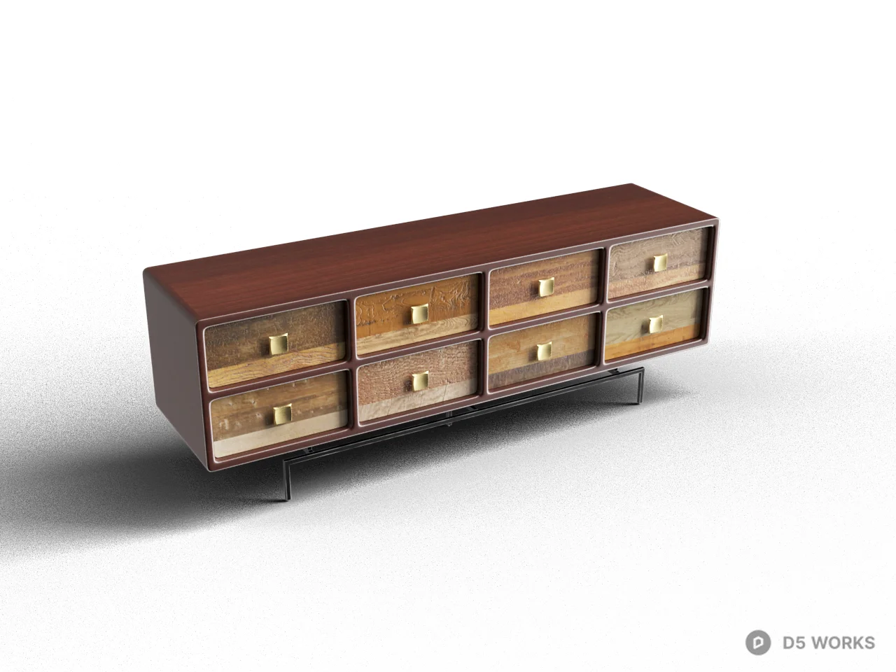 Mid-Century Modern Wooden Chest Of Drawers 3d model - Image 1