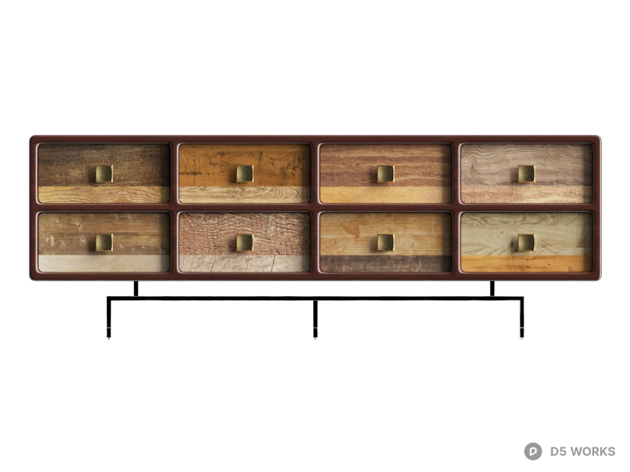 Mid-Century Modern Wooden Chest Of Drawers 3d model thumbnail 2