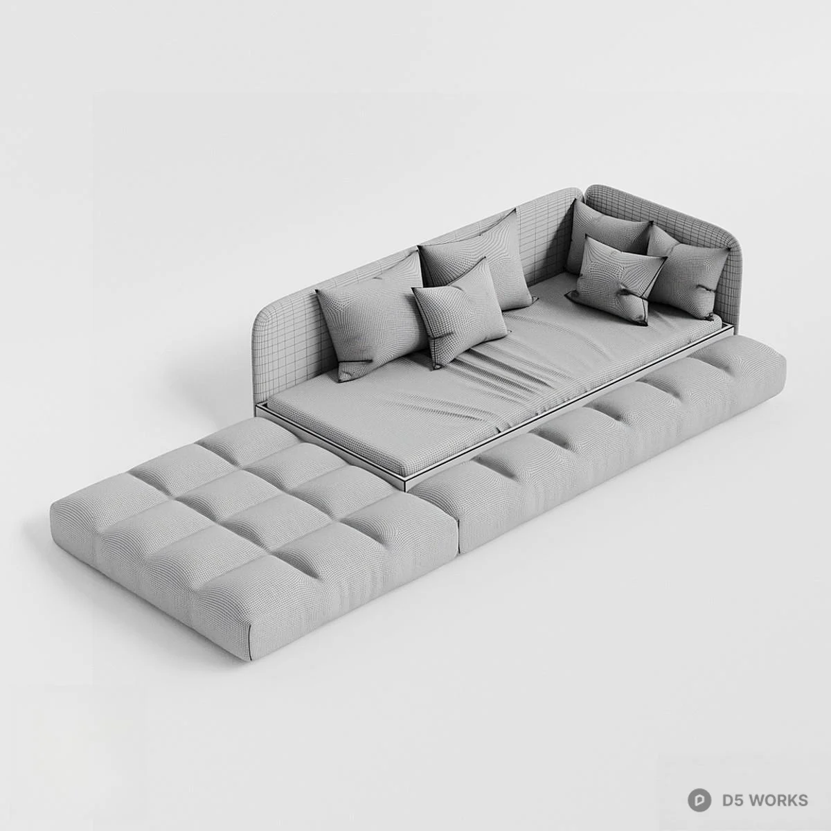 Modular Velvet Sectional Sofa 3d model thumbnail 5