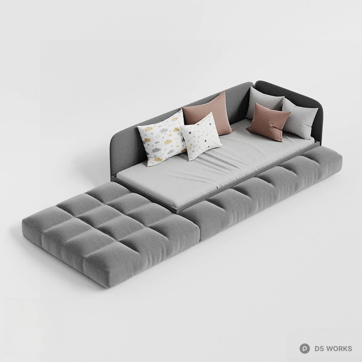 Modular Velvet Sectional Sofa 3d model thumbnail 3