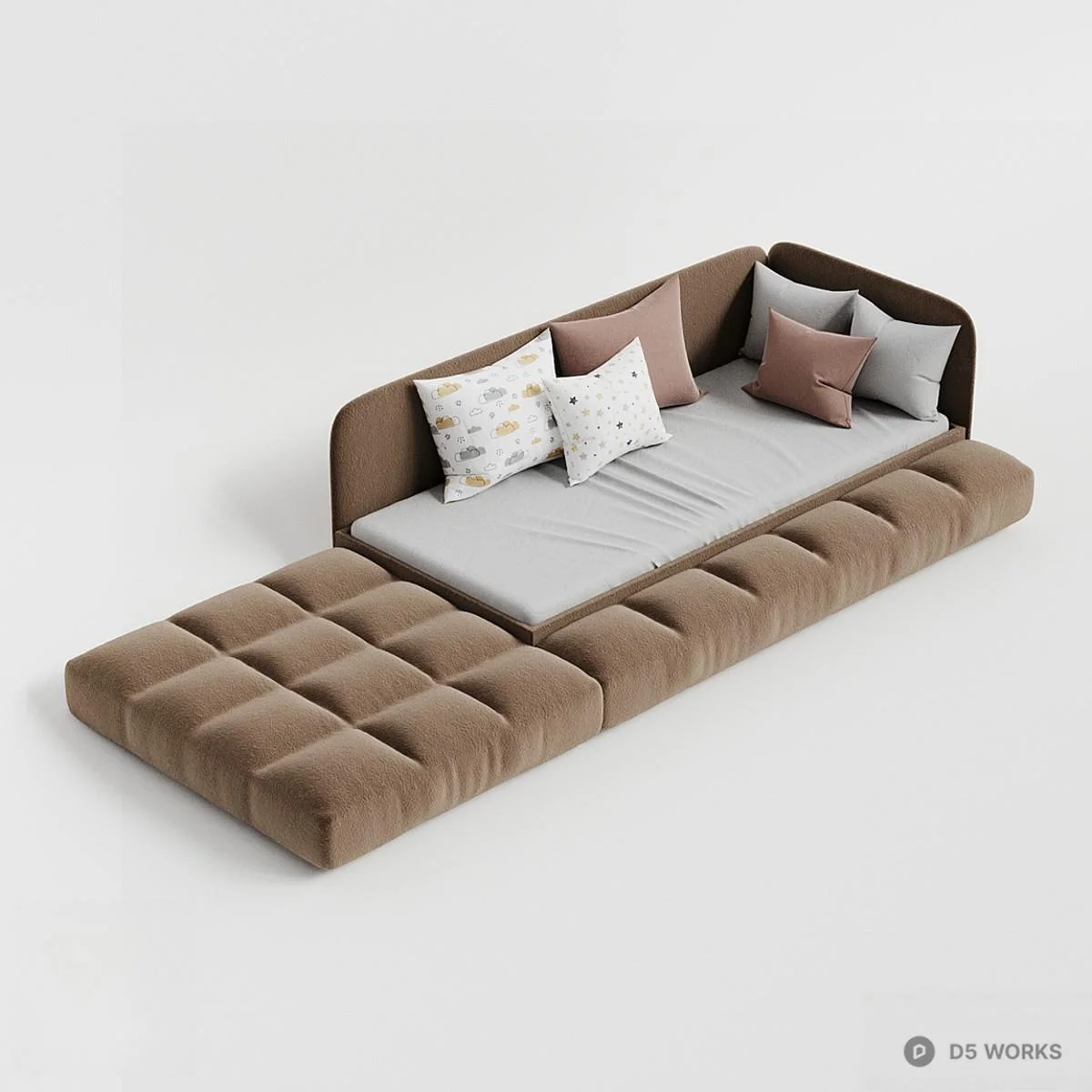 Modular Velvet Sectional Sofa 3d model thumbnail 2