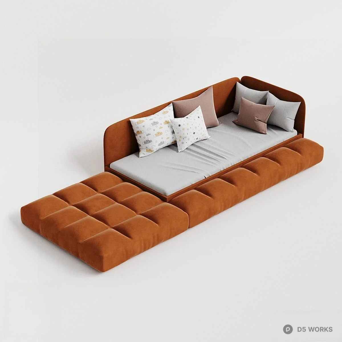 Modular Velvet Sectional Sofa 3d model - Image 1