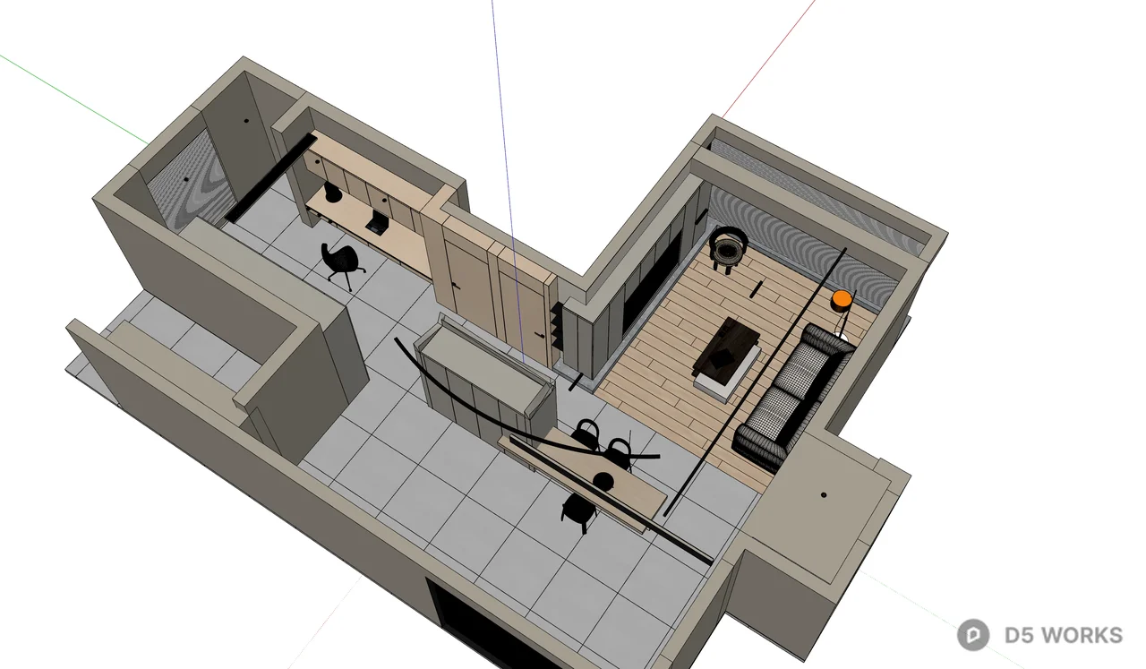 Minimalist Living Room with Linear Lighting 3d model thumbnail 4