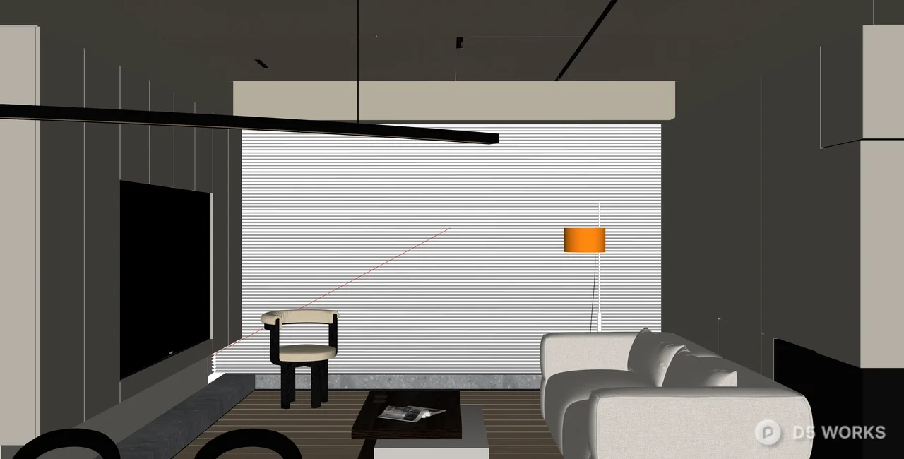 Minimalist Living Room with Linear Lighting 3d model thumbnail 3