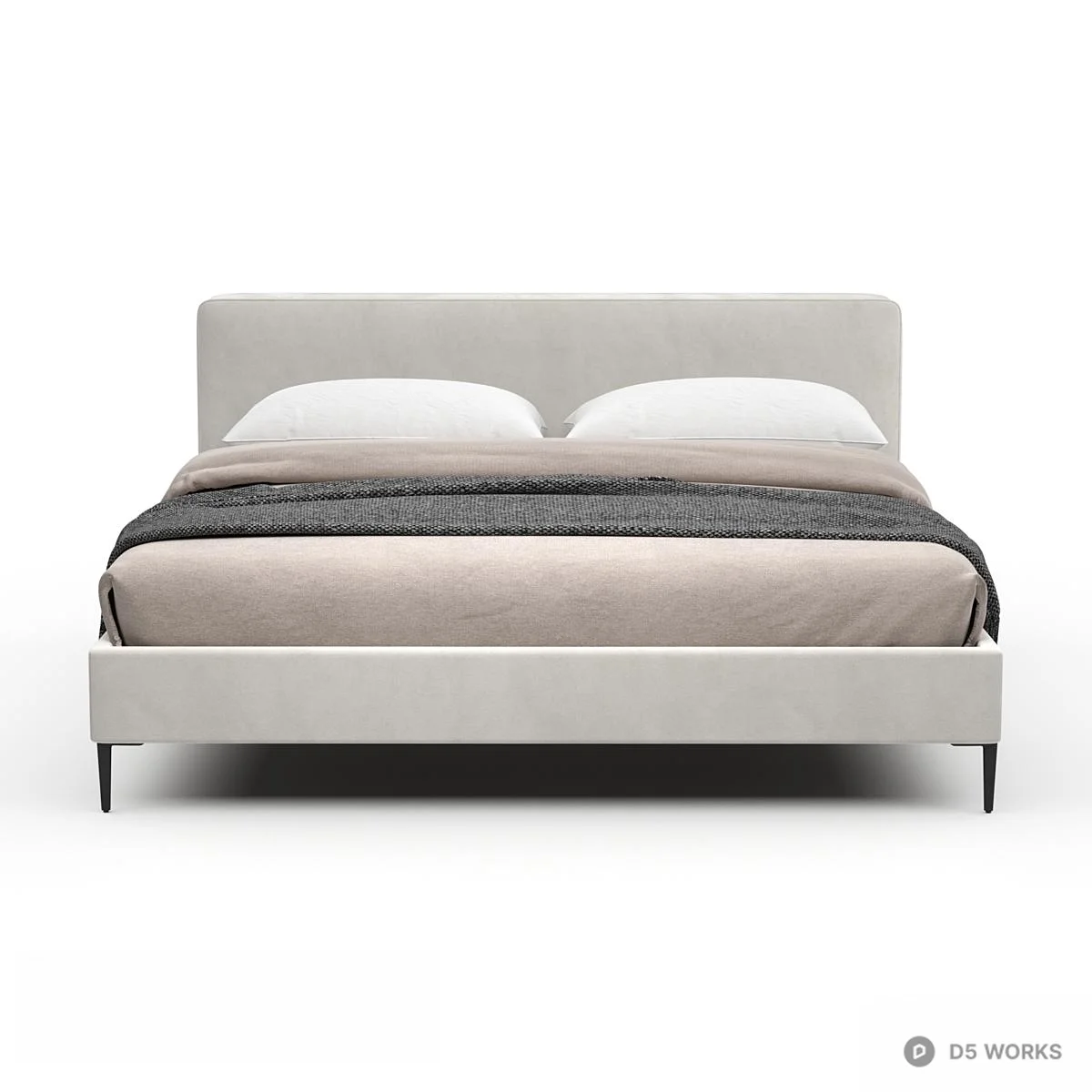 Minimalist Upholstered Double Bed 3d model thumbnail 2