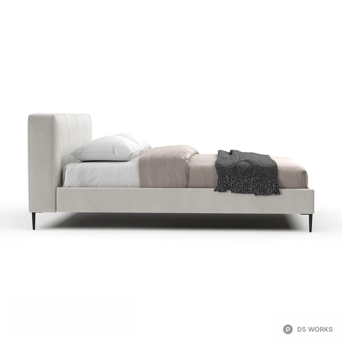 Minimalist Upholstered Double Bed 3d model thumbnail 3