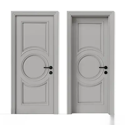 Classic Single Door With Circular Panel 3d model