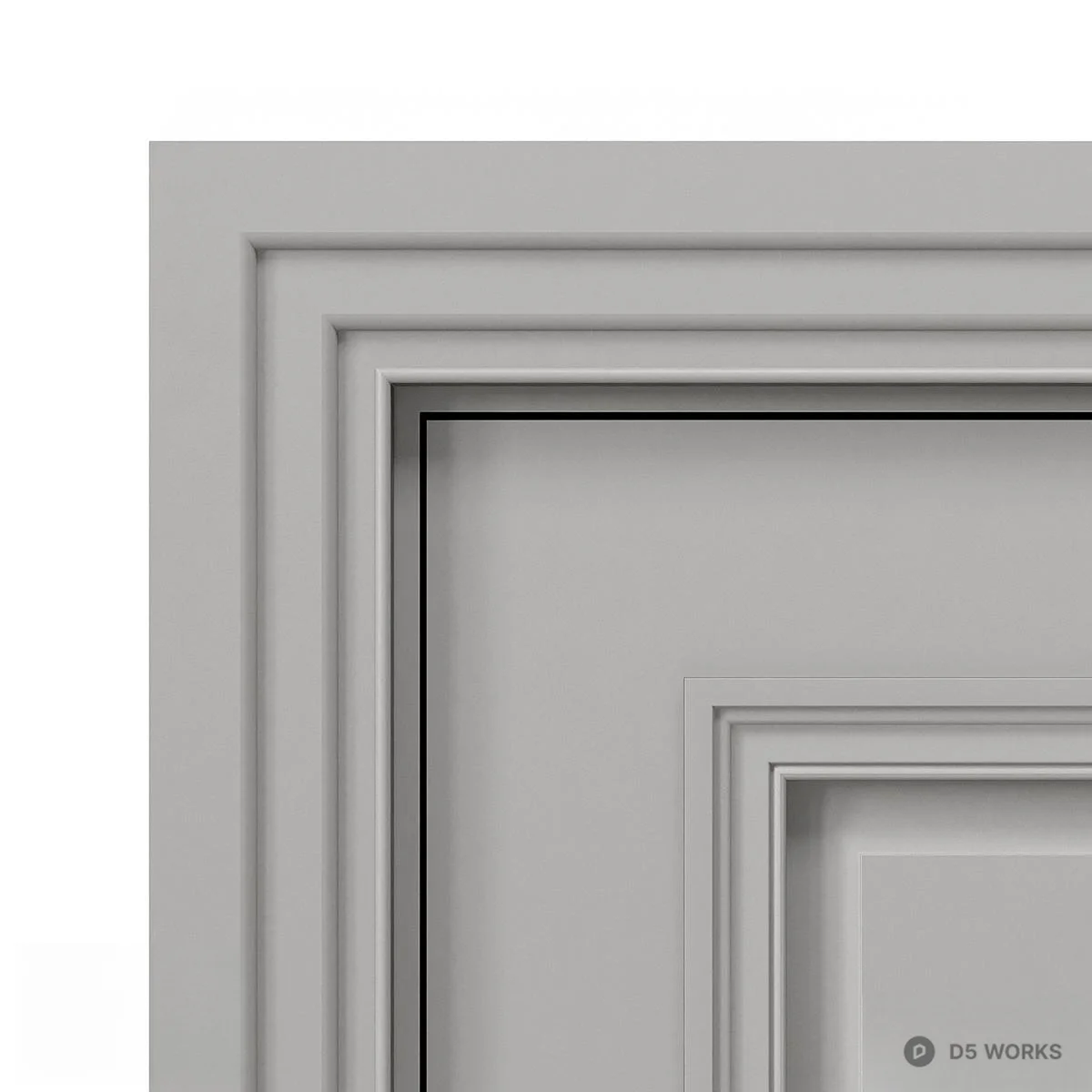 Classic Single Door With Circular Panel 3d model thumbnail 2