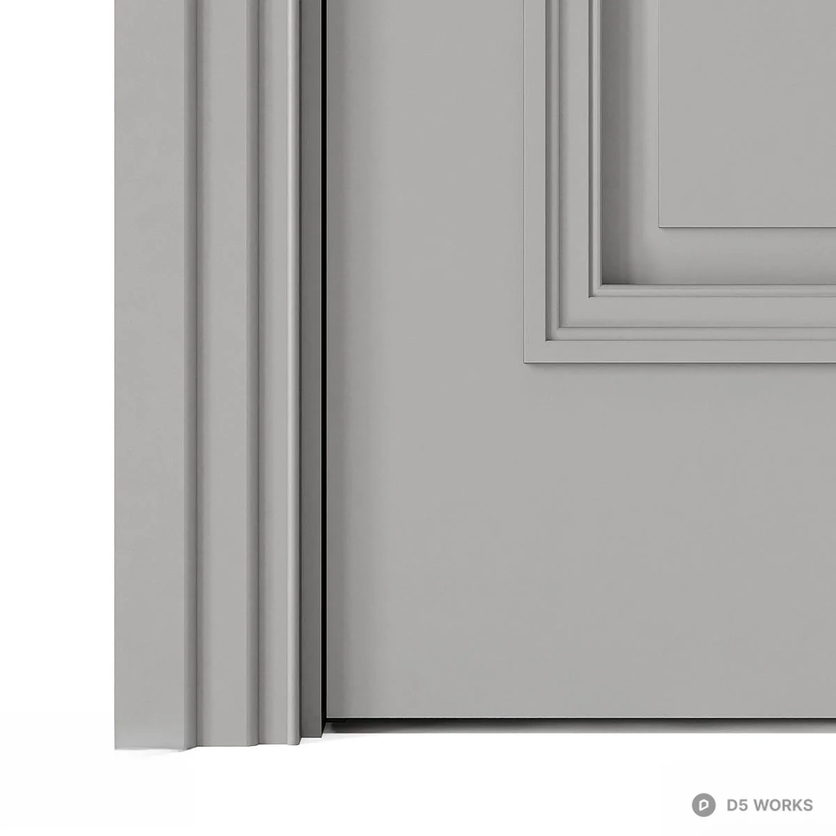 Classic Single Door With Circular Panel 3d model thumbnail 3