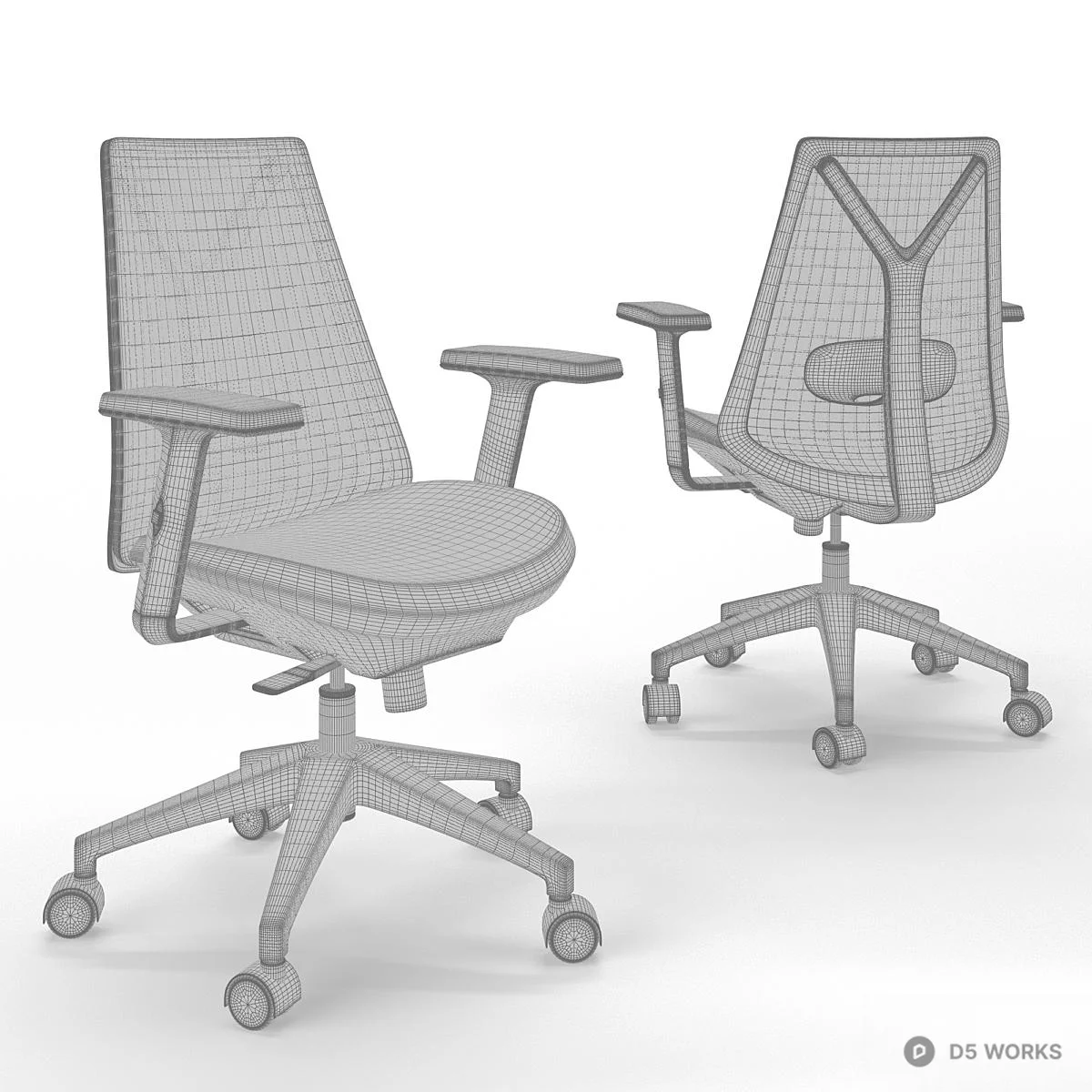 Mesh Back Office Chair With Armrests 3d model thumbnail 4