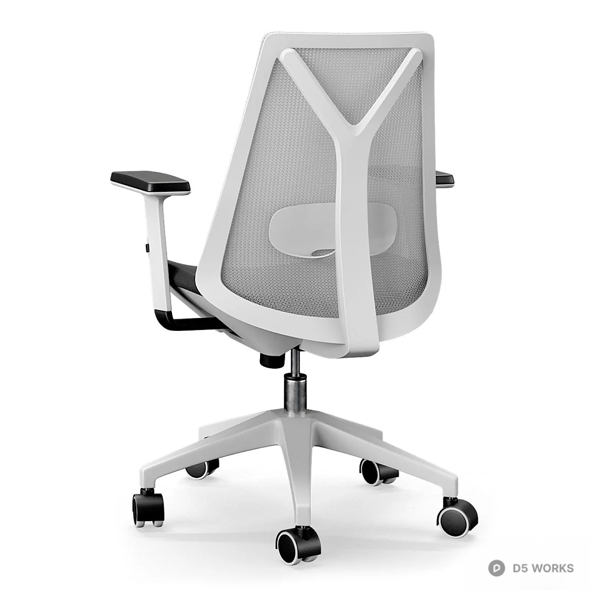 Mesh Back Office Chair With Armrests 3d model thumbnail 2