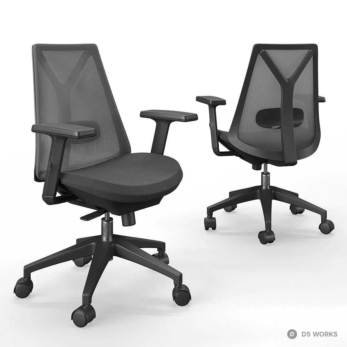 Mesh Back Office Chair With Armrests 3d model thumbnail 3