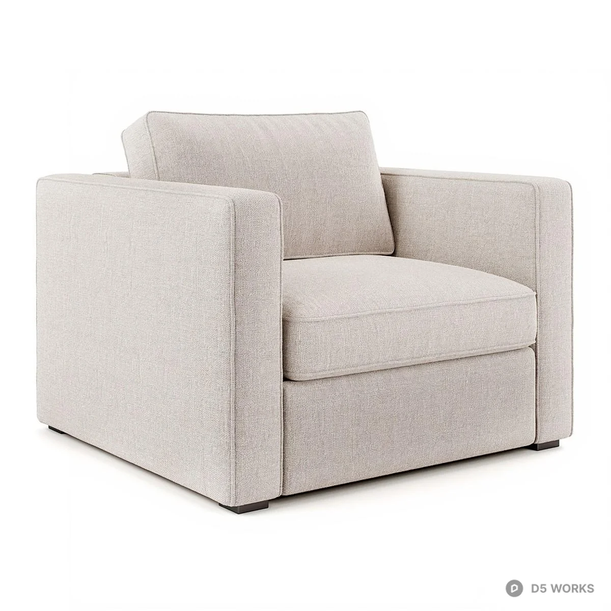 Minimalist Upholstered Armchair 3d model - Image 1