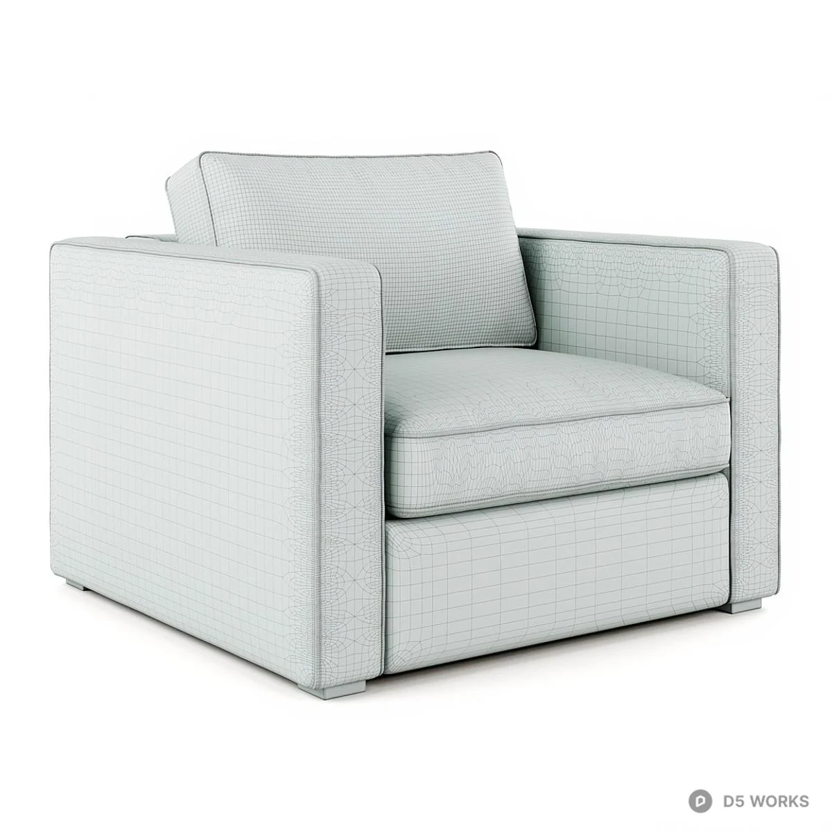 Minimalist Upholstered Armchair 3d model thumbnail 5