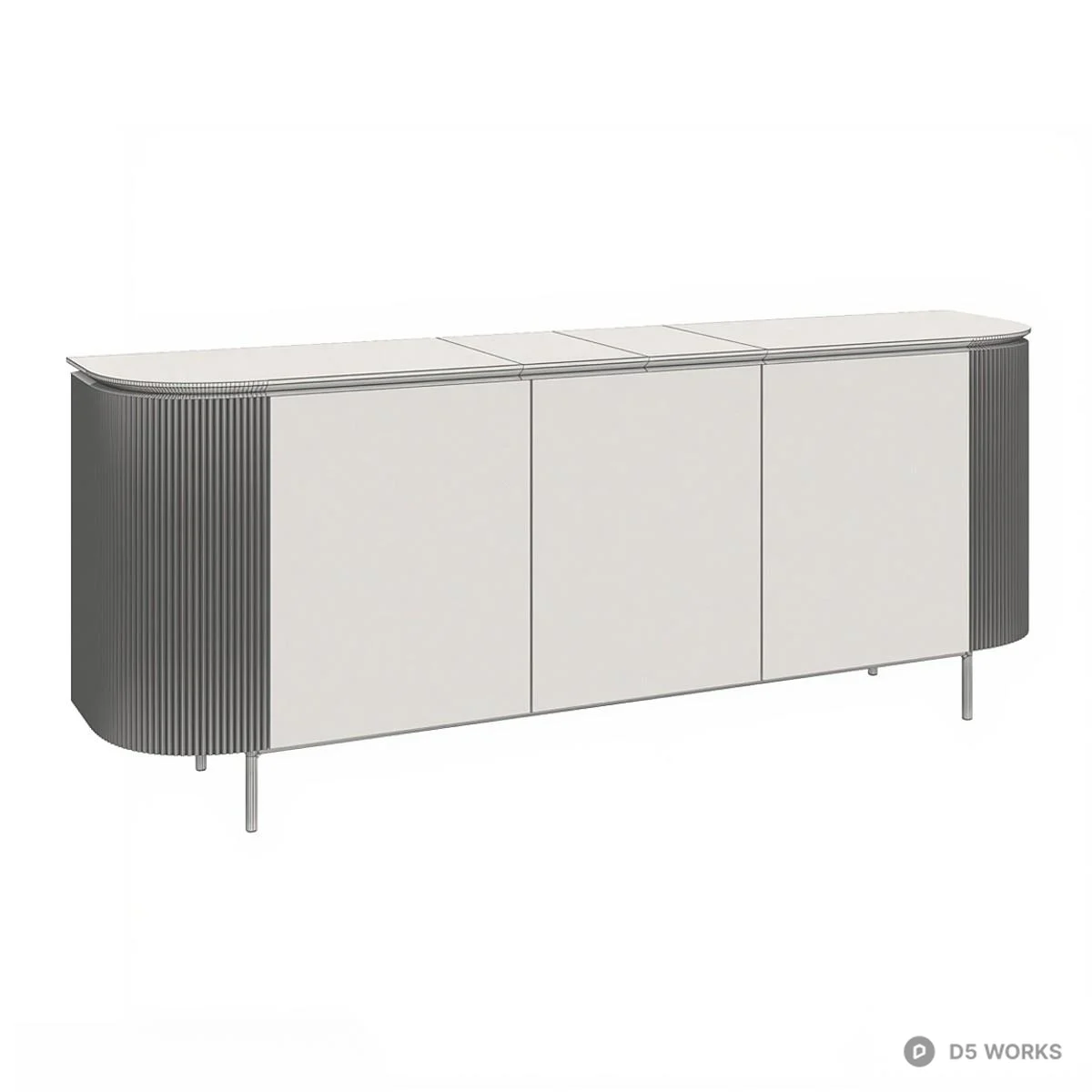 Ribbon Texture Sideboard Cabinet 3d model thumbnail 2