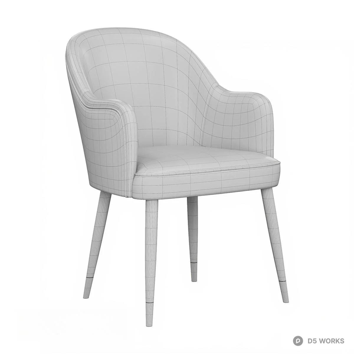 Modern Upholstered Armchair With Metal Legs 3d model thumbnail 4