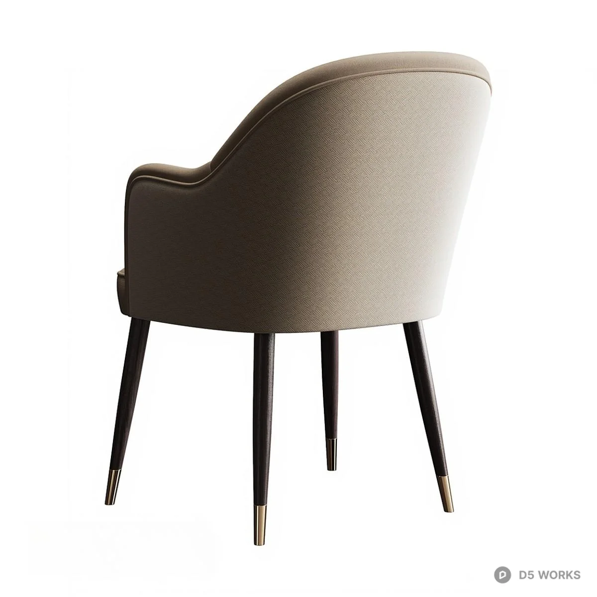 Modern Upholstered Armchair With Metal Legs 3d model thumbnail 2