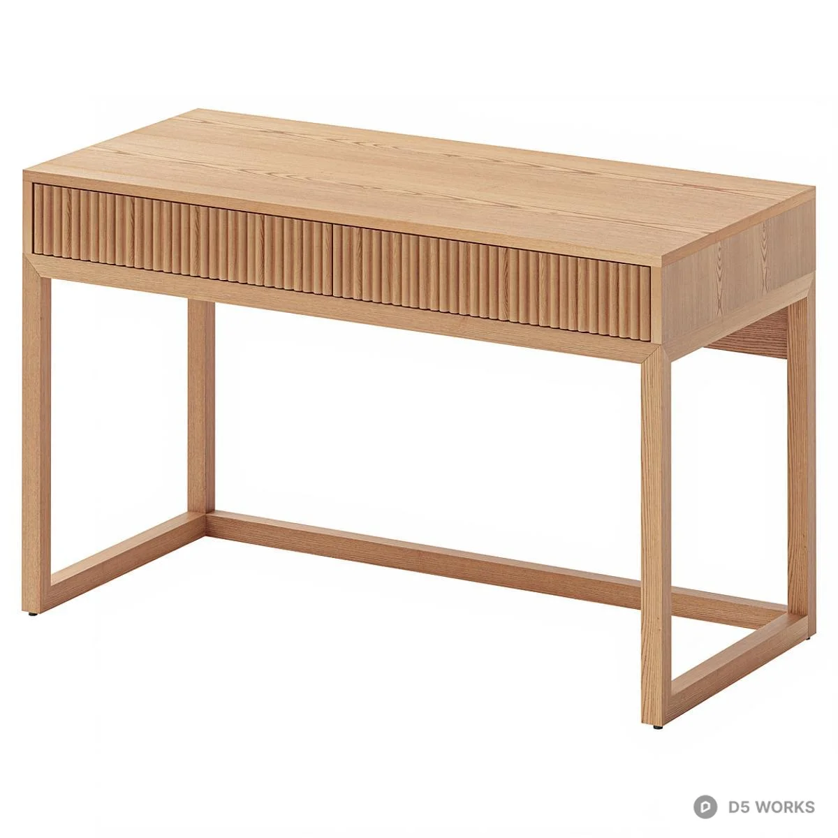 Wooden Fluted Drawer Desk 3d model thumbnail 2