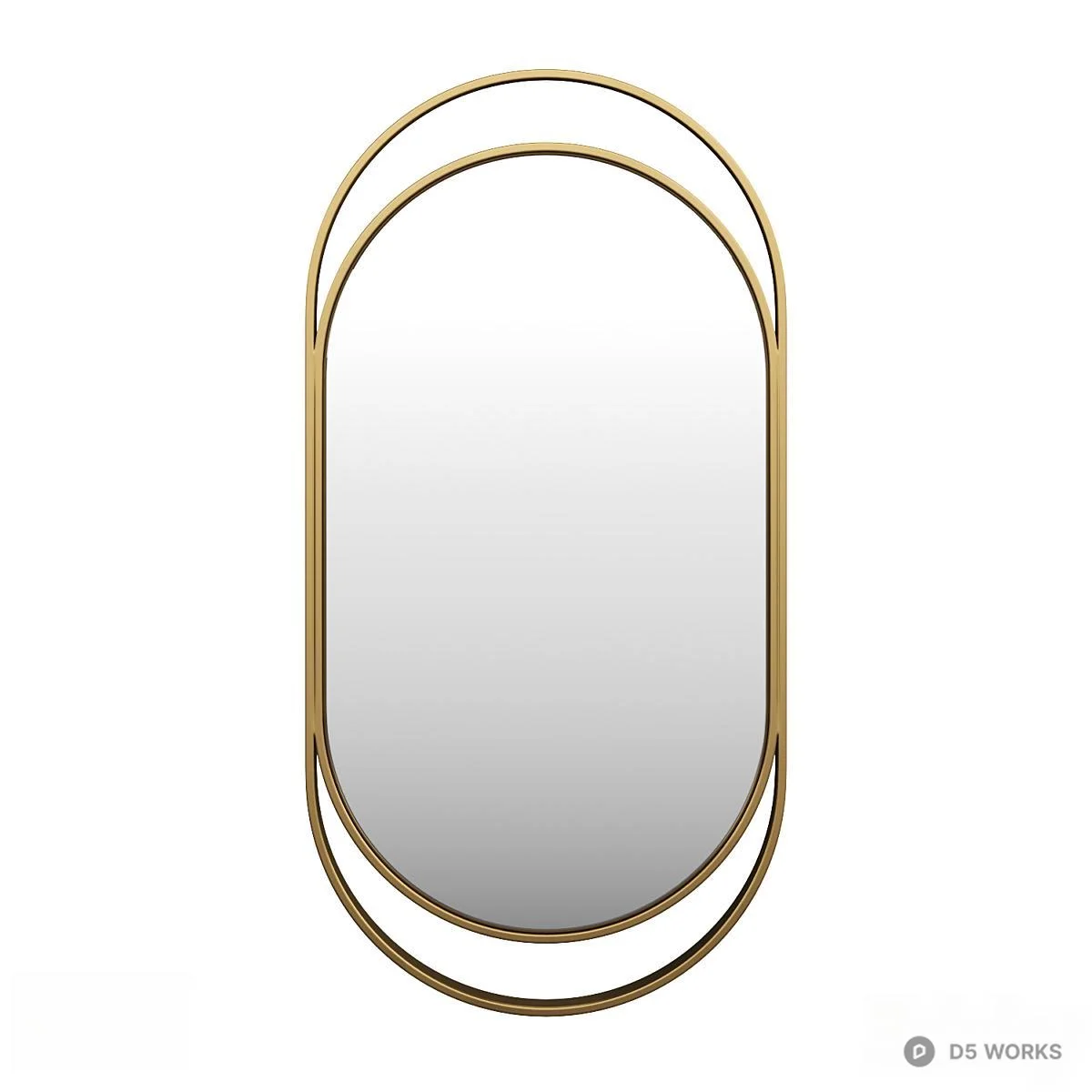 Minimalist Oval Mirror With Gold Frame 3d model - Image 1