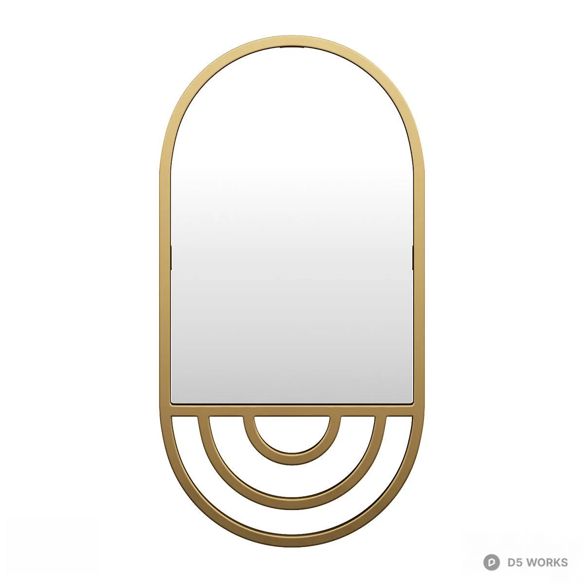 Minimalist Oval Mirror With Gold Frame 3d model thumbnail 2