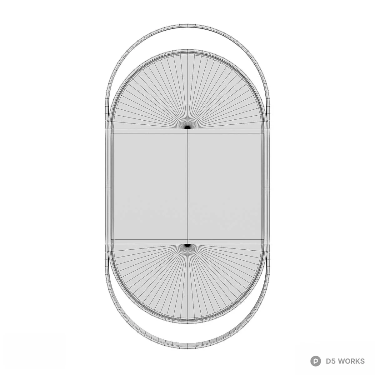 Minimalist Oval Mirror With Gold Frame 3d model thumbnail 3