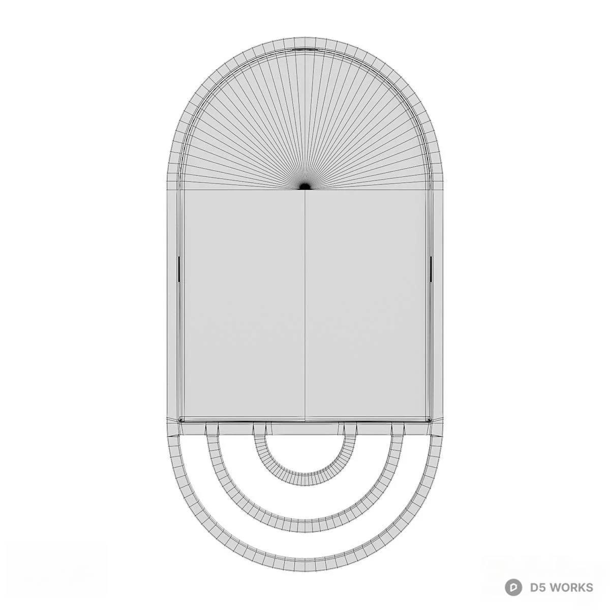 Minimalist Oval Mirror With Gold Frame 3d model thumbnail 4