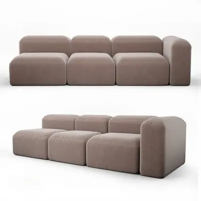 Modular Velvet Sectional Sofa 3d model